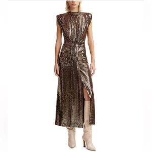 Shimmering Gold Sequin Midi Dress